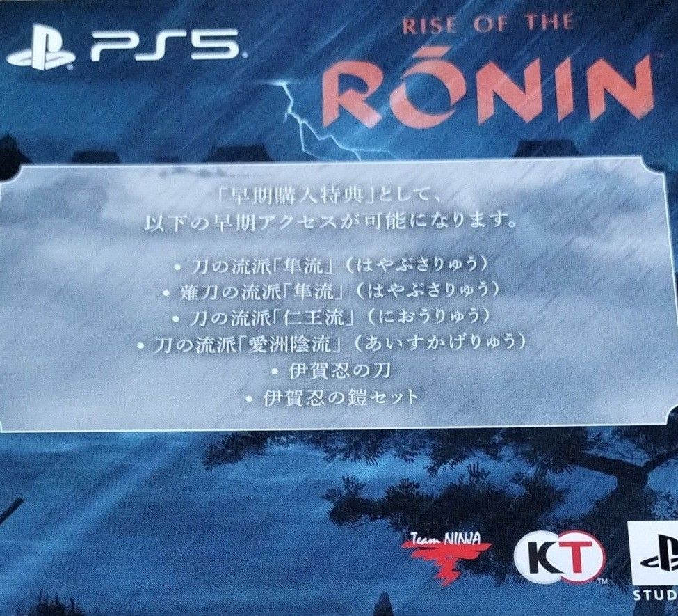 PS5 ライズオブザローニン　早期購入特典　プロダクトコード RISE OF THE RONIN