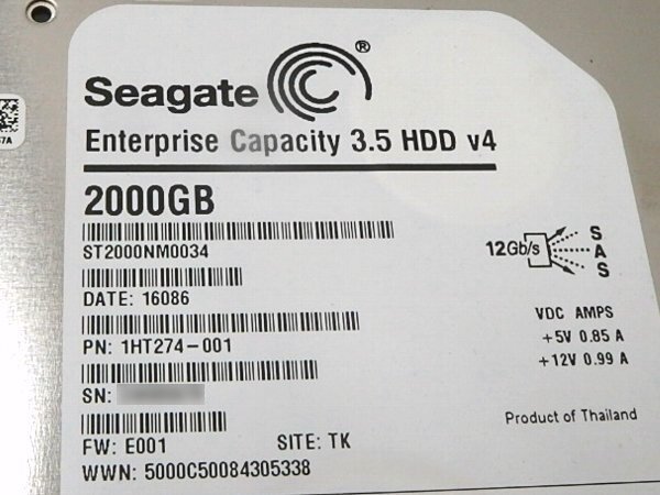 ■○ Seagate HB-1235 ST2000NM0034 2TB×9 (3.5 SAS) SSD 200GB×2 (2.5 SAS) ST200FM0073 通電のみの画像5