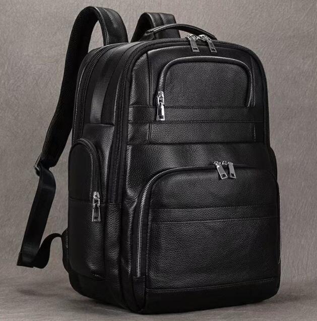  high capacity rucksack men's cow leather rucksack business commuting going to school multifunction 14PC correspondence leather bicycle bag daypack original leather business trip 