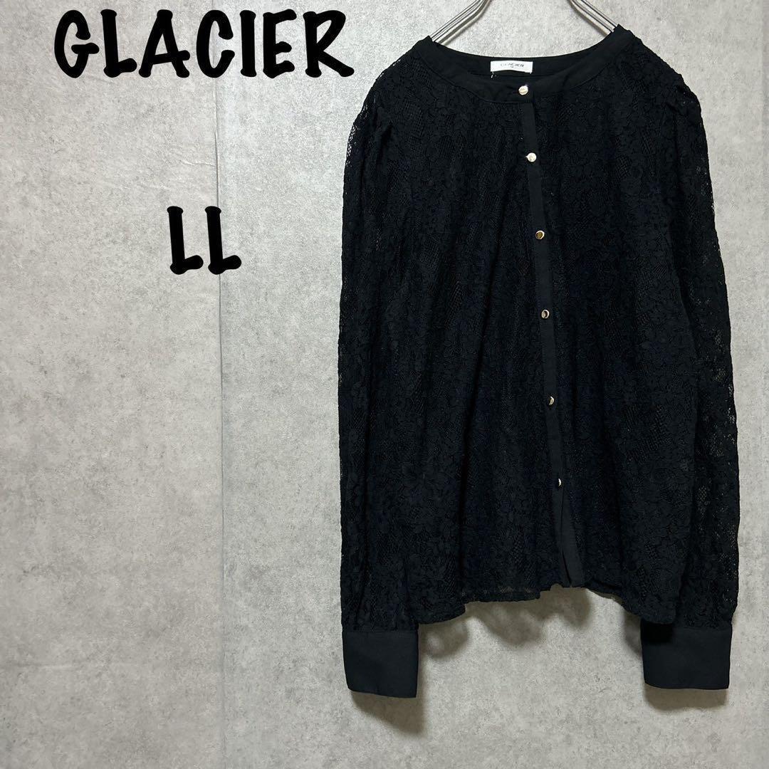 【GLACIER】グラシア（ＬＬ）レースカーディガン＊花柄＊お呼ばれ＊ブラック_画像1