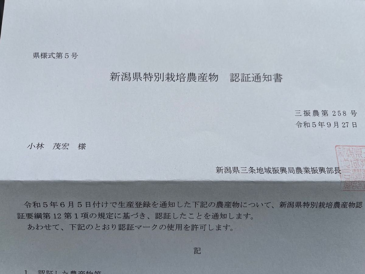 新潟県認証特別栽培米 新米！ 新潟県産コシヒカリBL 玄米 30㌔ 田植え後農薬は除草剤のみ 配達時間帯指定承ります！