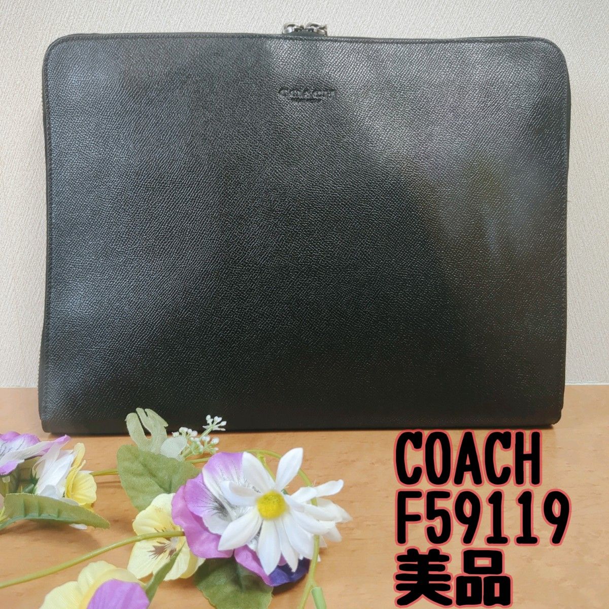 【美品×レア】COACH コーチ F59119  クラッチバック タブレットケース レザー A4可 iPad セカンドバック 鞄 