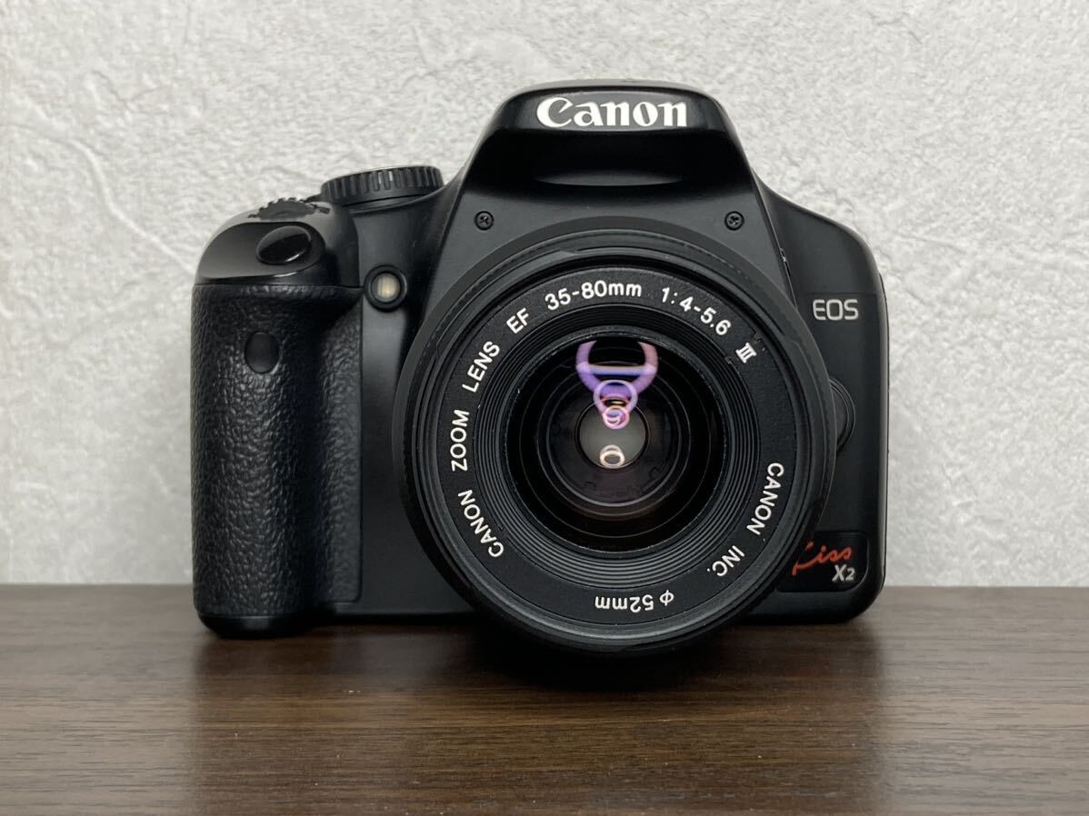 Y348【カメラバッグ&説明書付き】キャノン Canon EOS Kiss X2 レンズセットデジタル一眼レフカメラ _画像2