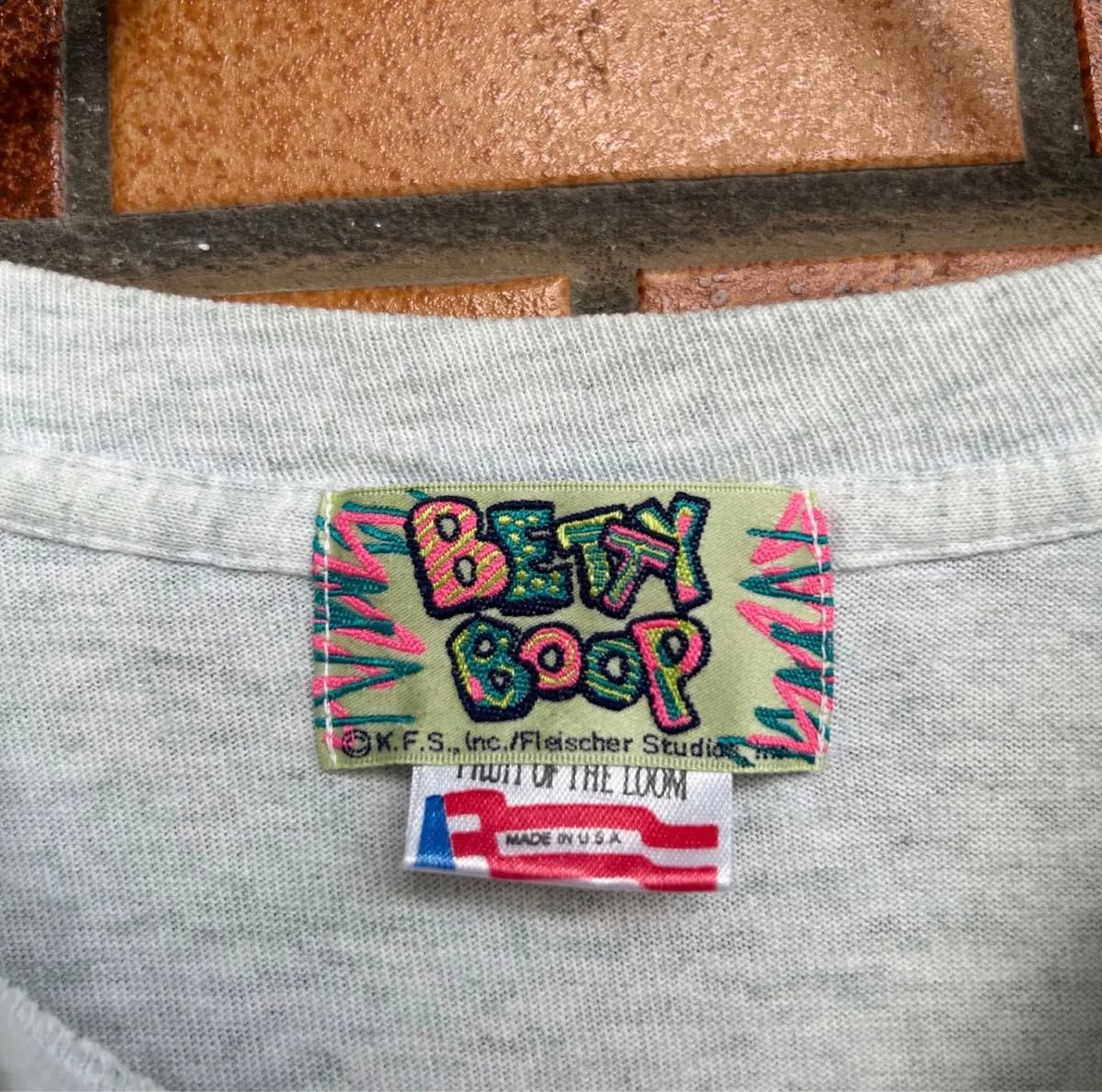 90s USA製 FRUIT OF THE LOOM ベティブープ Betty Boop 両面プリント 古着  半袖 Tシャツ 