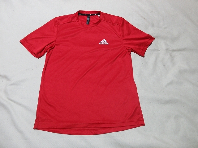 O-522★アディダス・AEROREADY♪赤色/半袖Tシャツ(M)★_画像1