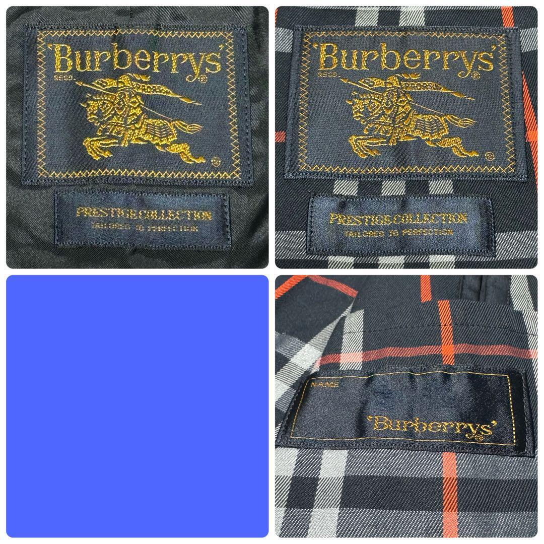 1円〜 良品 Burberry バーバリー ステンカラーコート シルク混 カシミヤ PRESTIGE COLLECTION 金タグ ライナー付 Lサイズ相当 ネイビー_画像8