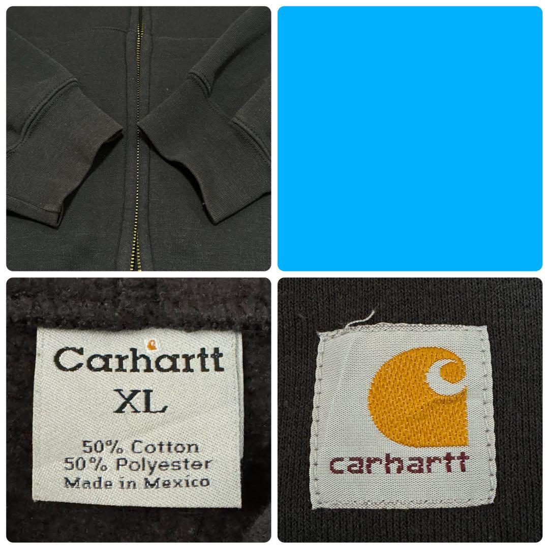 1円〜 良品 Carhartt カーハー ジップアップパーカー ブラック XLサイズ相当 ワンポイントロゴ 1スタ 
