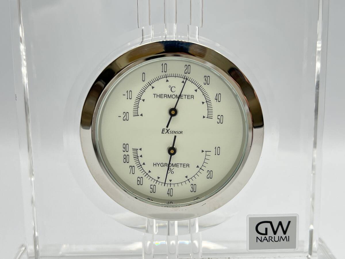 i1461KI ナルミ GLASS WORKS NARUMI クリスタル 置時計 温度計 湿度計 サーモクロック GW1000-11018の画像5