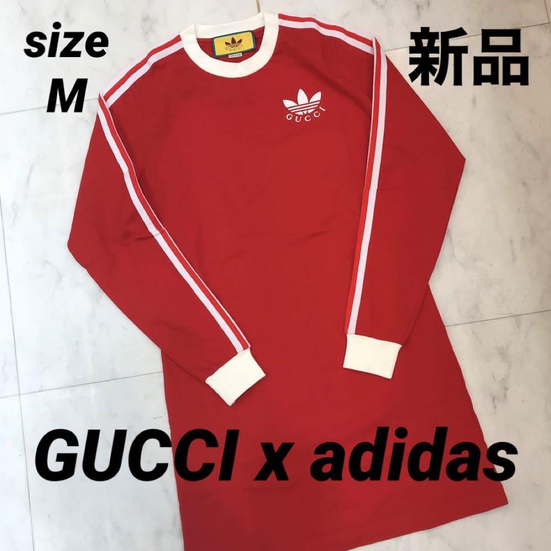 ☆新品☆GUCCI adidasコラボ 3ストライプ ロゴ ワンピース Mサイズ_画像1