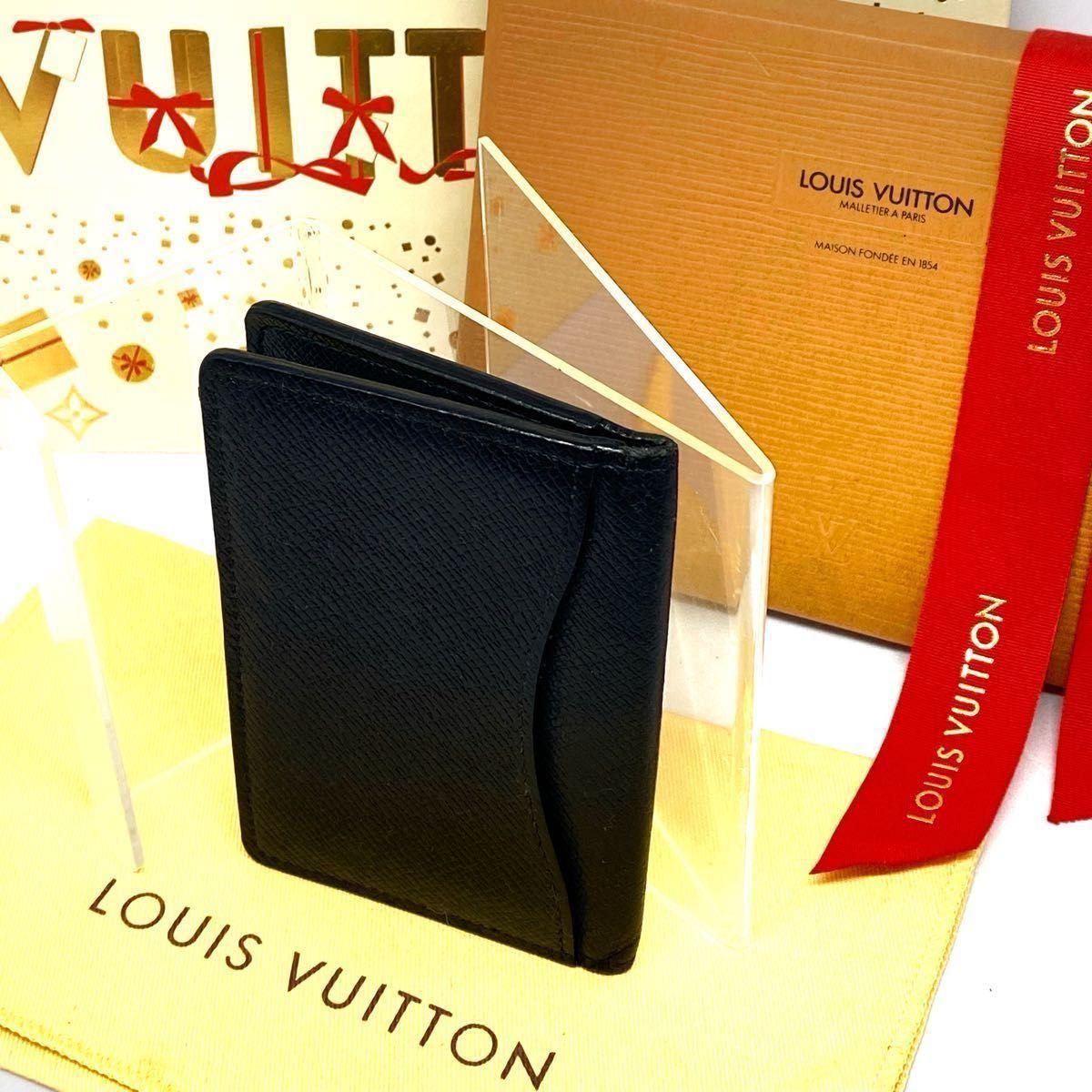 【美品】LOUIS VUITTONタイガ オーガナイザードゥポッシュ ネイビー  ルイヴィトン カードケース 名刺入れ 黒に近い青