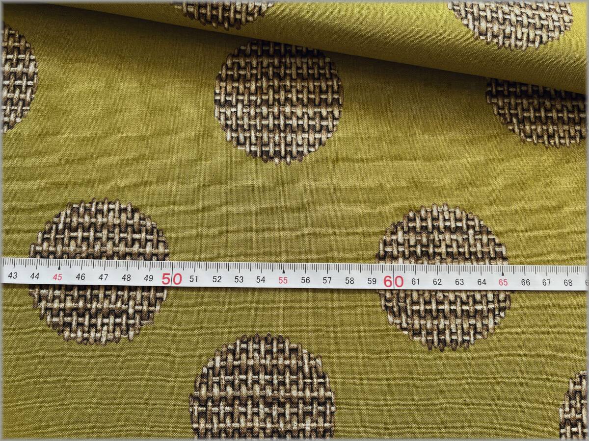 mets★5m*綿麻シーチング*籠ドット*olive yellow*コットンリネン2B_画像4