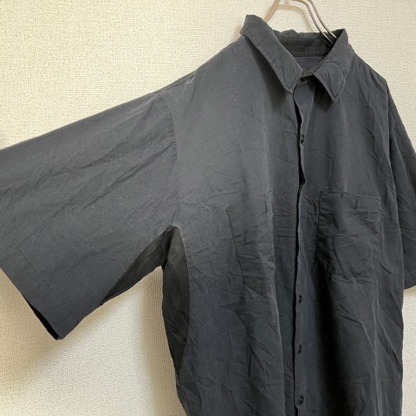 ディッキーズ ワークシャツ 半袖シャツ ブラック ワンポイント ２XL ゆるだぼG 古着 入手困難 激レア 希少 人気 ビッグサイズ黒の画像7