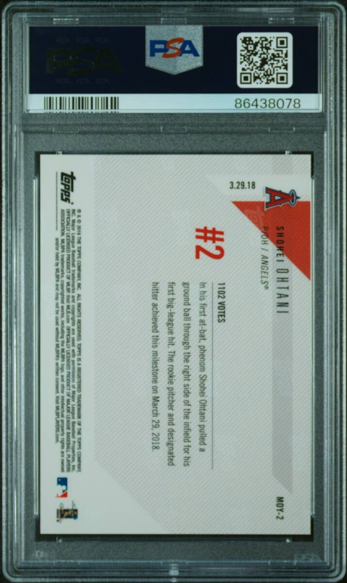 PSA10 大谷翔平 2018 TOPPS NOW MOMENT OF THE YEAR MLB初ヒット MOY-2 SHOHEI OHTANIの画像2