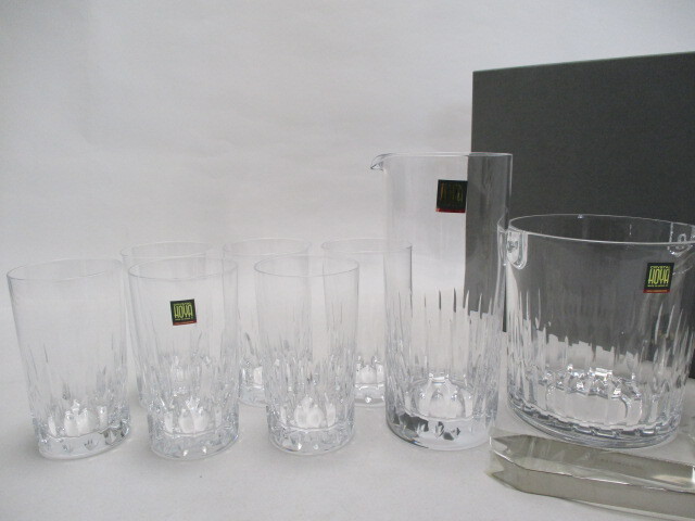 HOYAクリスタル ドリンキングセット/グラス 6個 ピッチャー アイスペール/ハイボール ウイスキーグラス クリスタルガラス製の画像2