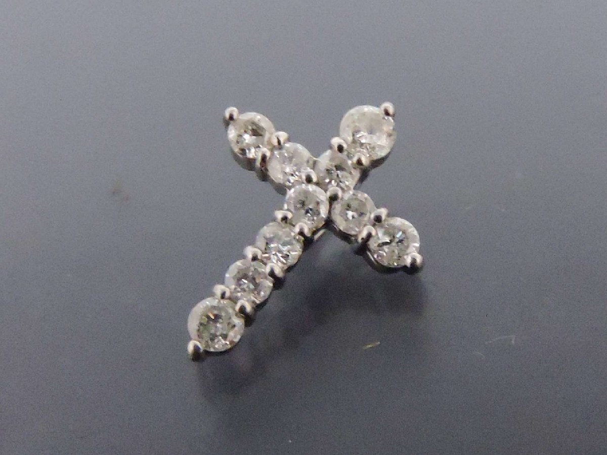 【高知インター店】 ダイヤモンド 縦約15㎜ クロス 十字架 ペンダントトップ pt900 プラチナ台 0.50ct ダイヤモンド