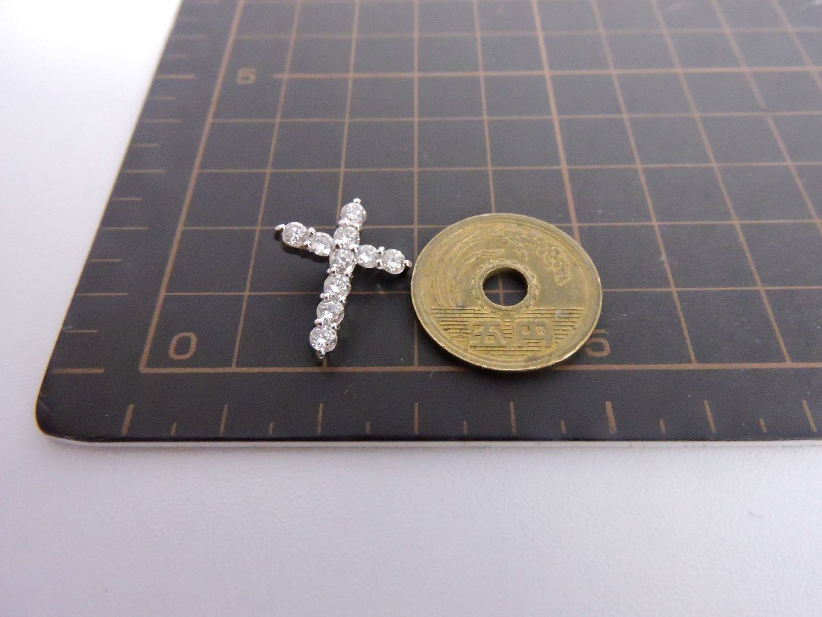 ダイヤモンド 1.00ct プラチナ pt900 ペンダントトップ 十字架 クロス 縦約2㎝の画像6