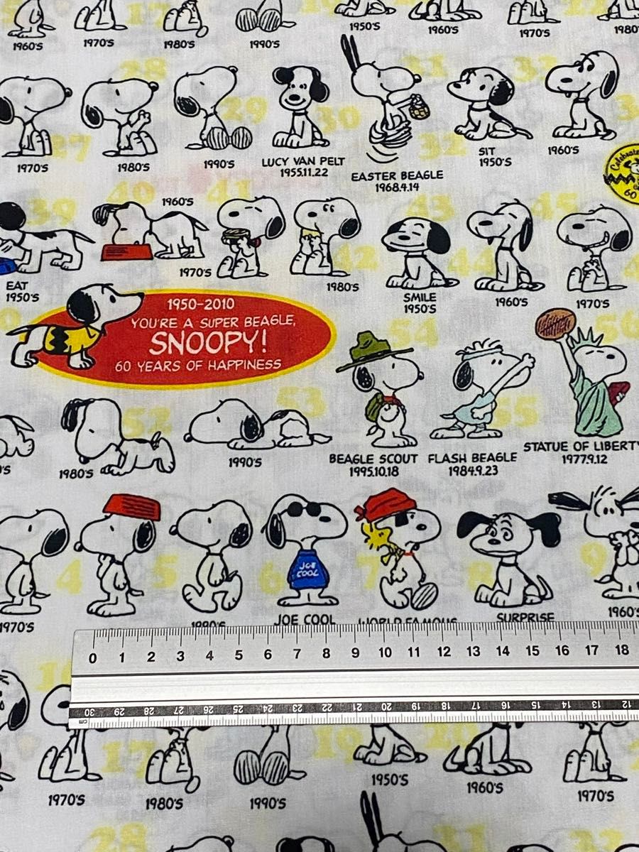 スヌーピープリント生地① PEANUTS ハギレ 約70×100cmサイズ キャラクター生地