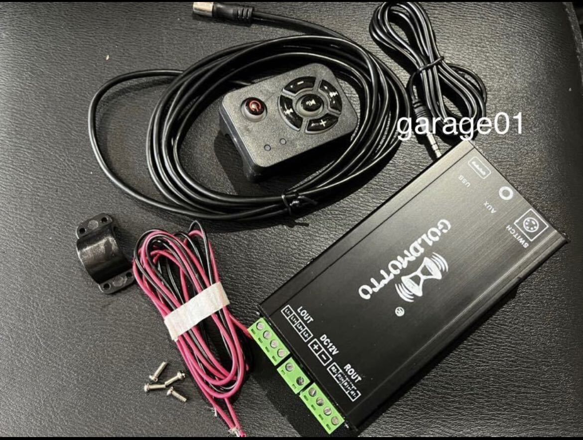 バイクカスタムパーツ車 バイク オーディオ 4CH アンプ LEDリモコン 付き bluetooth 機能スマホ アイフォン USB充電可能s2_画像1