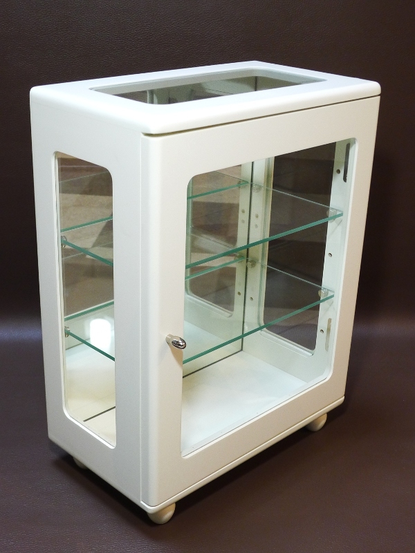  beautiful goods!# display case the back side mirror # white * wooden /kyu rio case # collection * glass case 