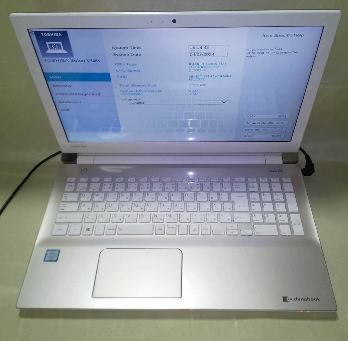 【Bios OK】 TOSHIBA dynabook T65/EG i7-7500U 4GB 第7世代 ②