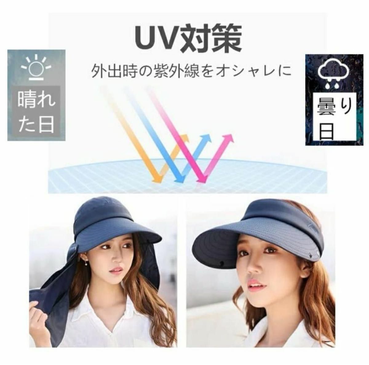 つば広帽子 レディース ハット帽子 日よけ サンバイザー UVカット 折りたたみ 紫外線対策 日焼け 農作業 屋外 ガーデニング