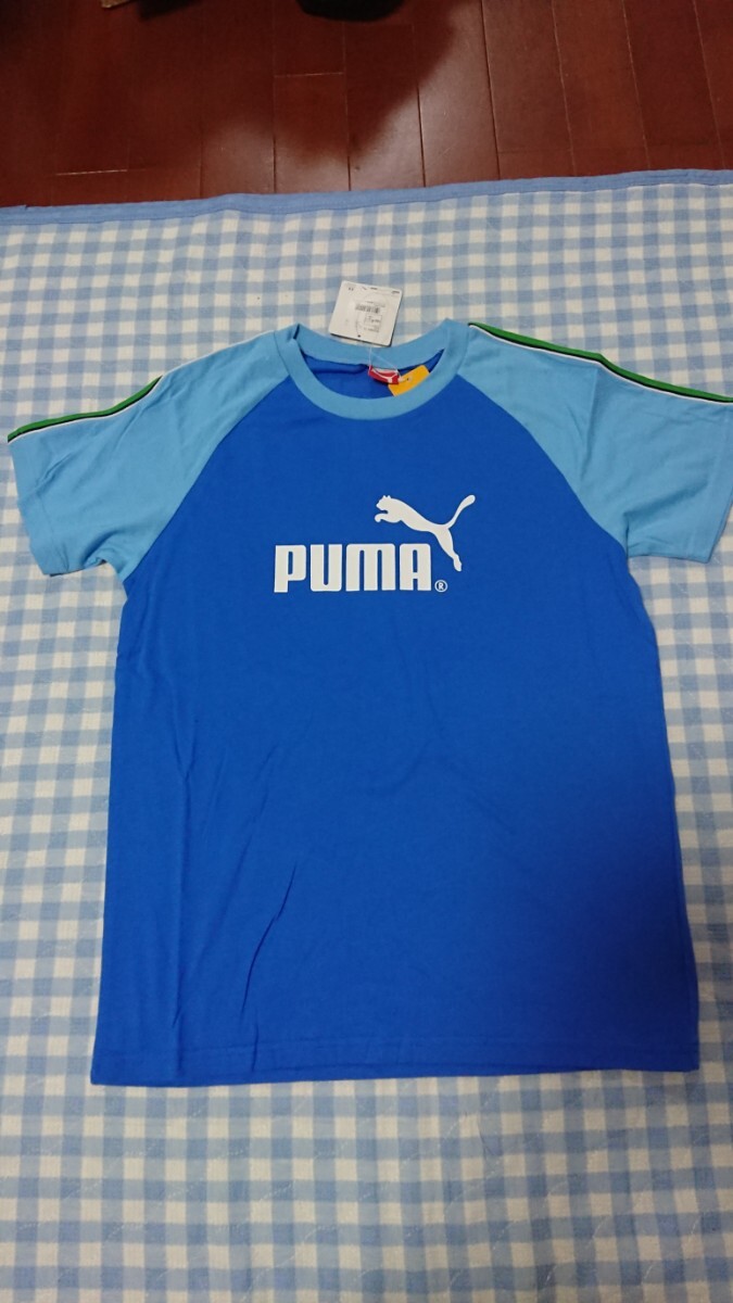 ♪137☆未使用・保管品☆PUMA☆COTTON　半袖Tシャツ　ブルー160_画像1