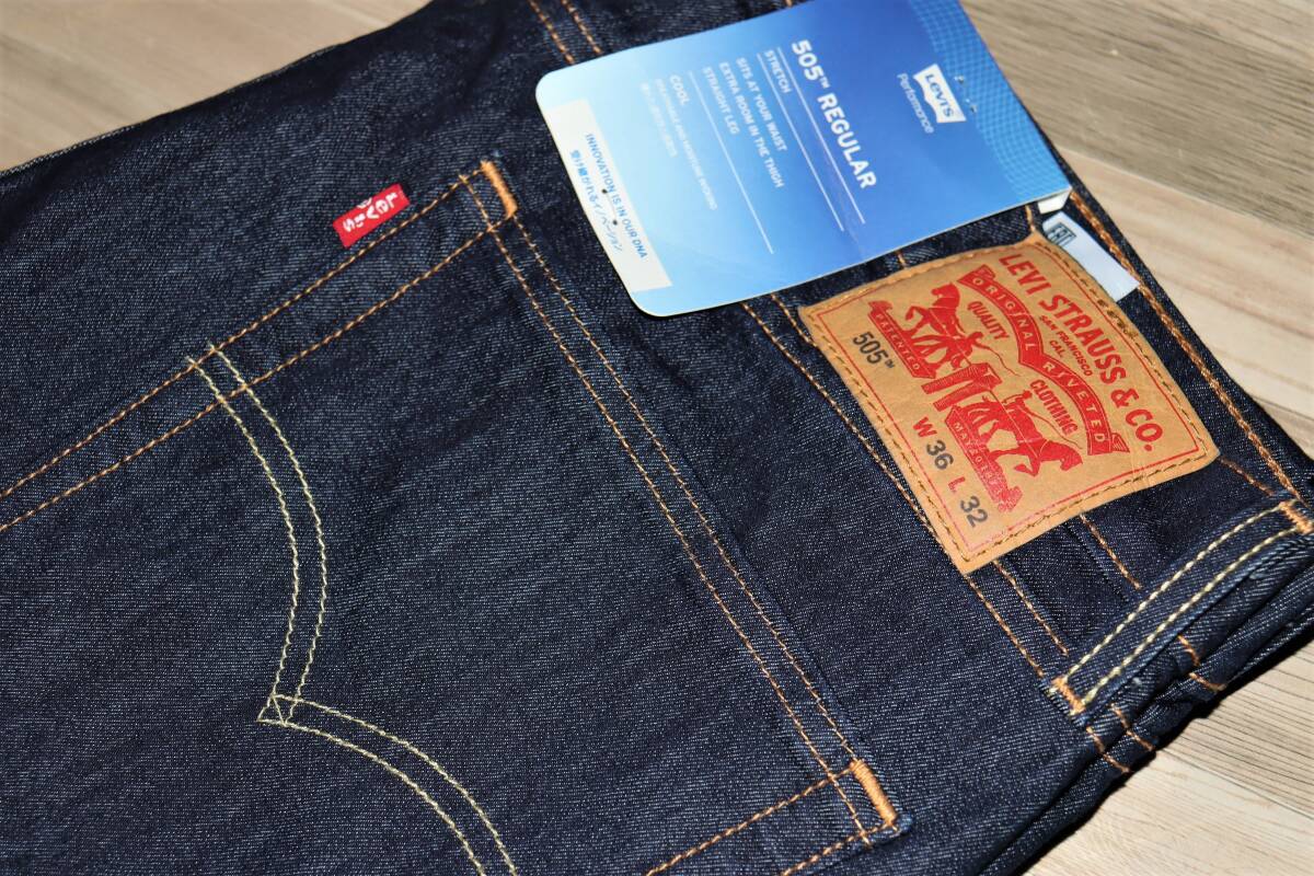 送料無料 特価即決 【未使用】Levi's ★ 505TM COOL ストレート ストレッチ デニムパンツ (W36/L32) ★ リーバイス 00505-2282 通気 吸湿_画像9