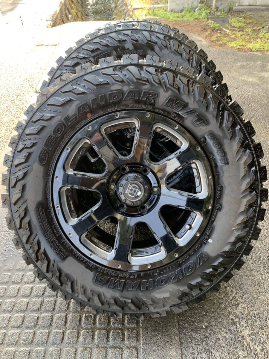 青森発 レイズ フルクロス 17×8J 25 ヨコハマ ジオランダーM/T G003 265/70R17 ホイルセット4本 プラド150等の画像2