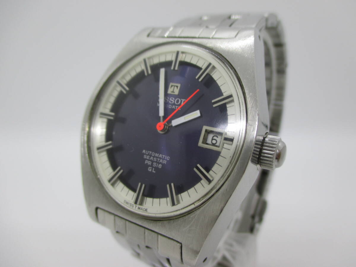 TISSOT ティソ VISODATE SEASTAR PR516 GL Automatic 自動巻き/紺文字盤/カレンダー 動作品_画像1