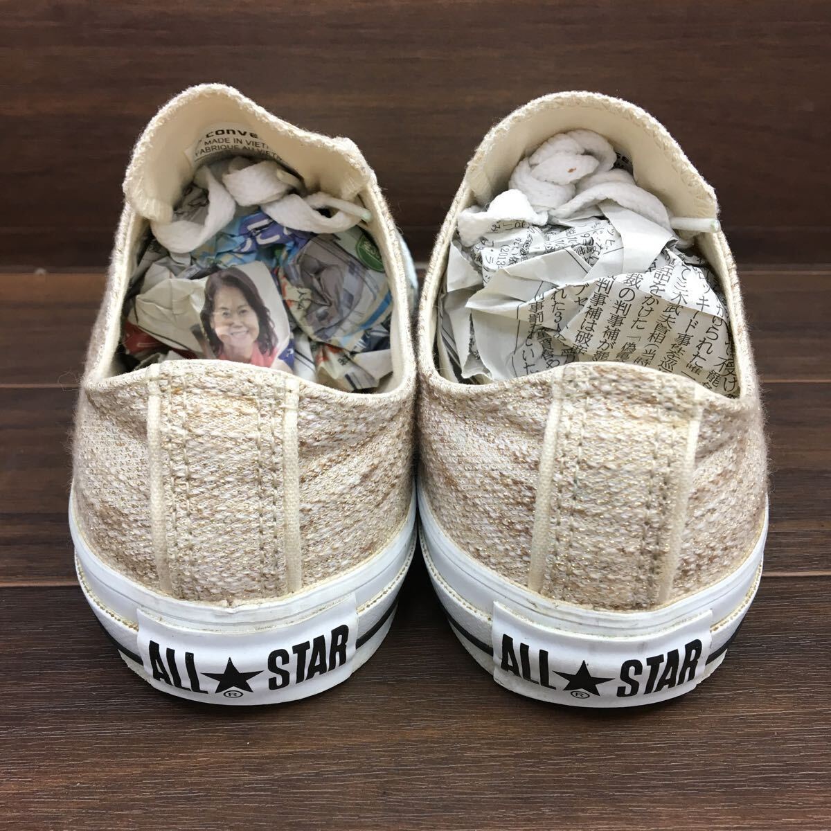 US240409 B-107 CONVERSE コンバース ALL STAR オールスター ウォーキングシューズ カジュアルシューズ ベージュラメ レディース24cmの画像4