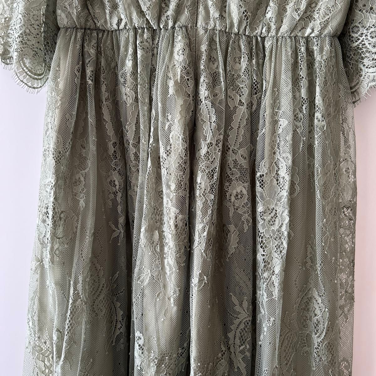 美品 ワンピース 七分袖 レース グリーン系 結婚式 お呼ばれ 美品 ワンピース 七分袖 レース グリーン系 結婚式 お呼ばれ