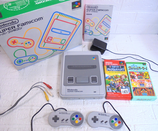 任天堂 スーパーファミコン SHVC-001 スーパーマリオカート他 ソフト2本付き 本体元箱 説明書付き SFC スーファミ 札幌市 白石区