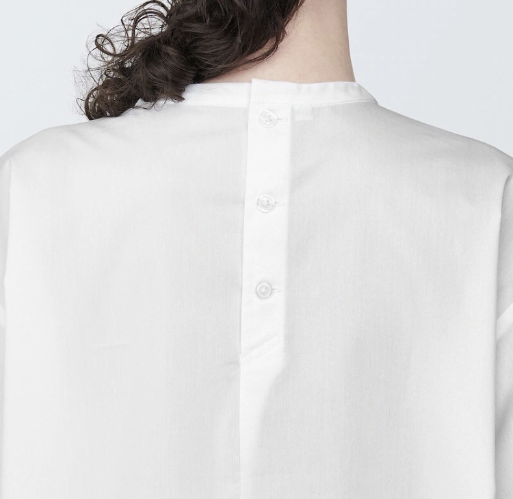 無印良品 シワになりにくい ブロード スタンドカラー 長袖 ブラウス 白 M / ホワイト シンプル シャツ の画像6