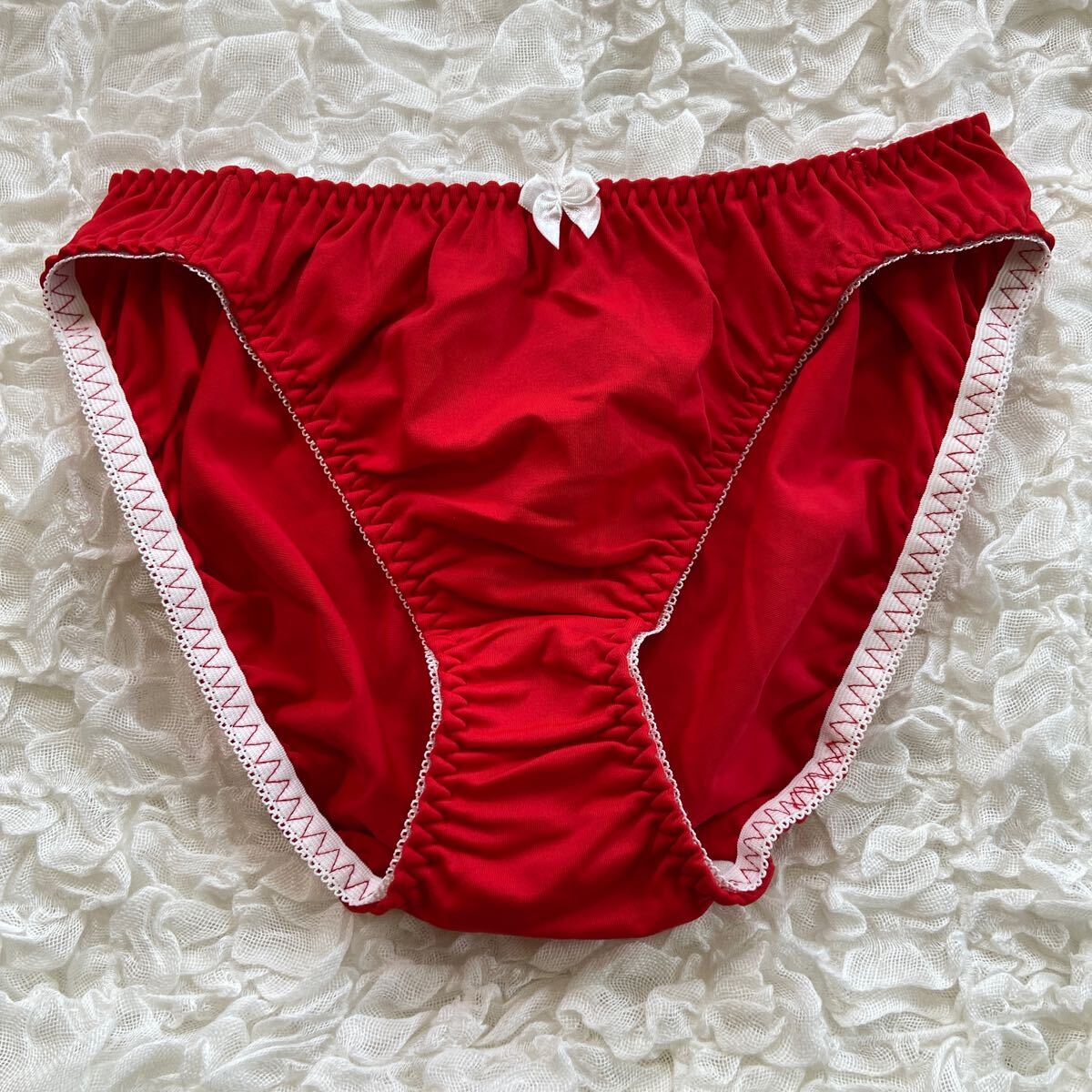 M レディース ショーツ パンツ パンティ ランジェリー インナーウェア 赤 レッド リボンの画像1
