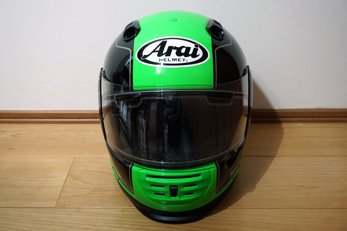 アライ ヘルメット Lサイズ(59-60) Arai Helmet Kawasaki 限定 ラパイド-IR Rapide-IR 黒 緑 シルバーの画像7