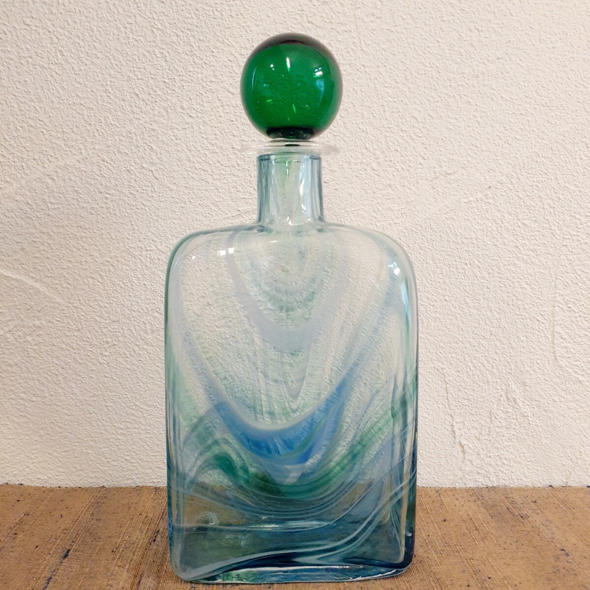 MURANO ムラーノ ガラス デキャンタ サイン有 作家物 約H28cm×12.5cm×6cm