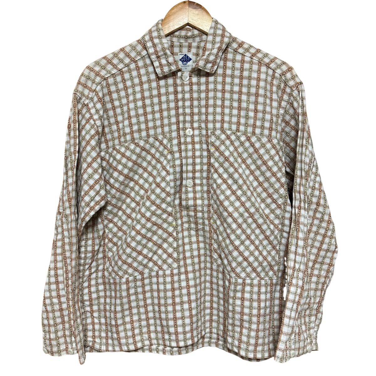 POST OVER ALLS ポストオーバーオールス チェックシャツ Sサイズ ブラウン系 USA製の画像1
