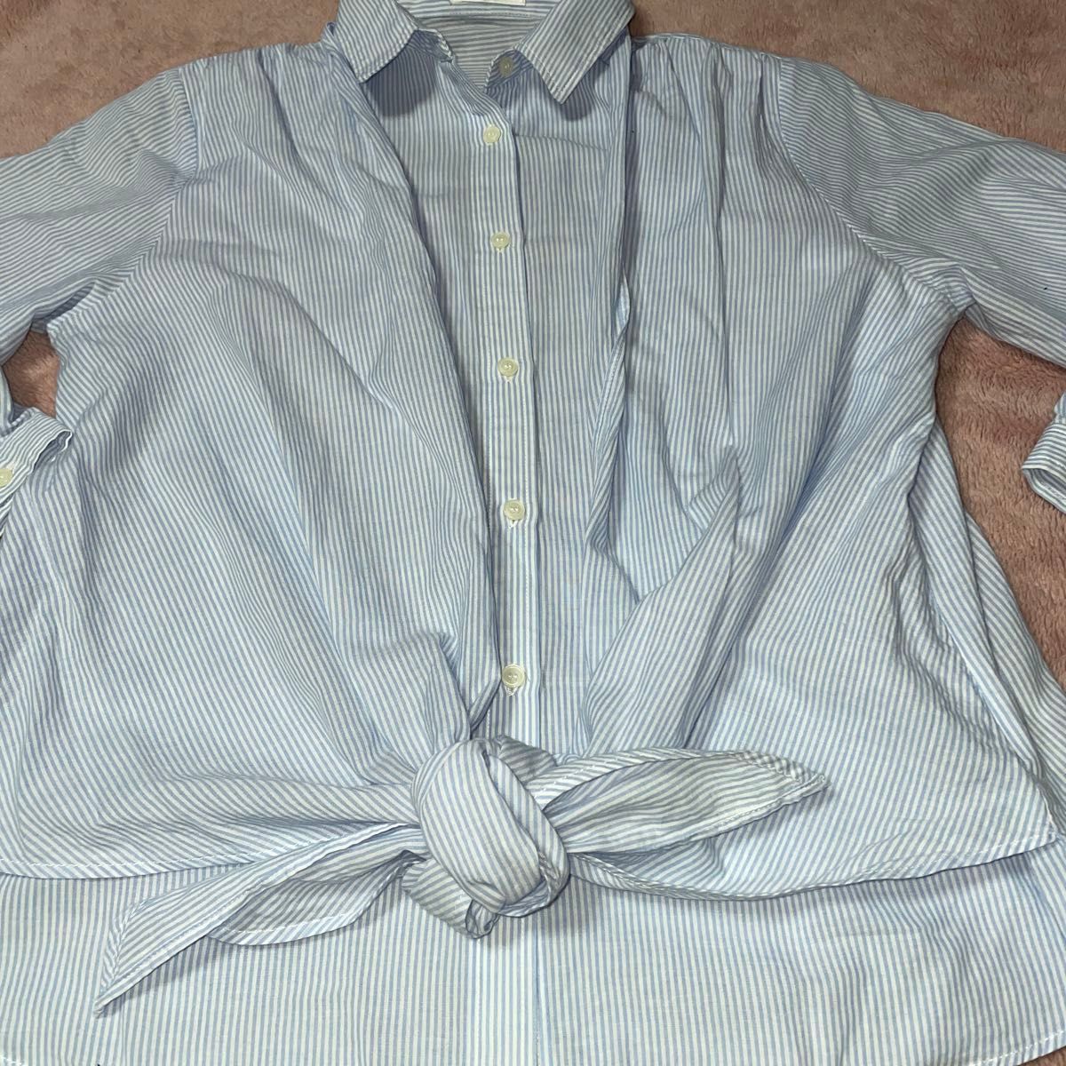 a.v.v  standard  ストライプ　シャツ　Lサイズ　前で結ぶシャツ　七分袖