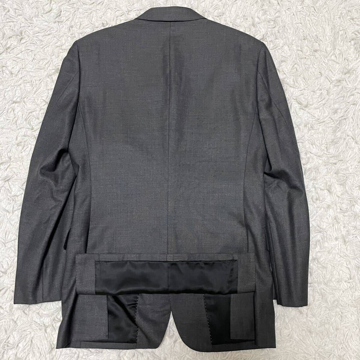 希少Lサイズ BURBERRY BLACK LABEL バーバリーブラックレーベル スーツ セットアップ ノバチェック シルク混 光沢感 ウール グレーの画像5