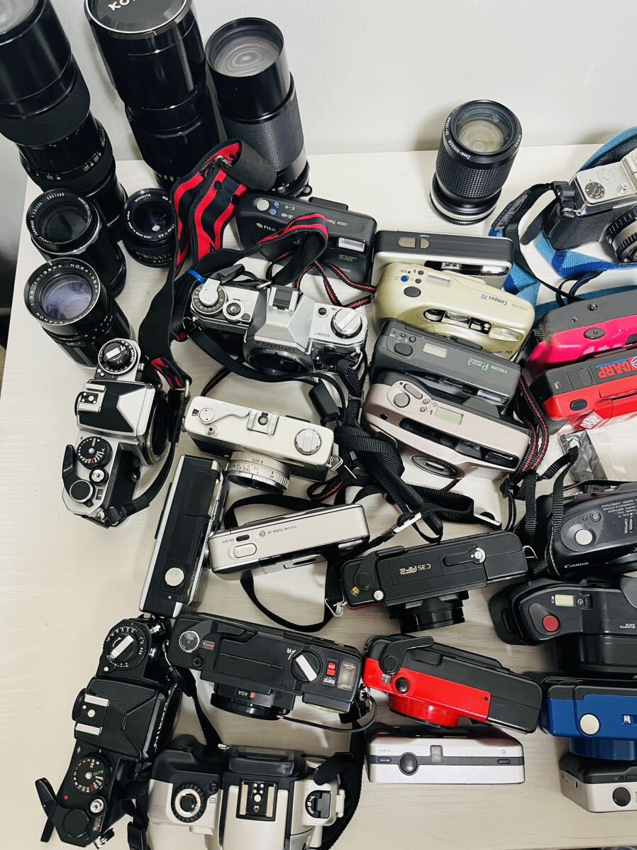 1円～【通電確認未実施・ジャンク】フィルム カメラ レンズ Canon Nikon Olympus FUJI PENTAX Konica まとめ 大量 色々 計42台 6本_画像6