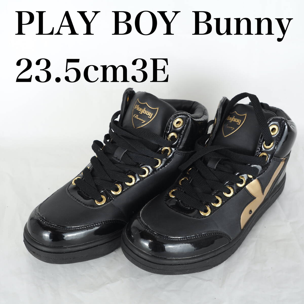 EB5250*PLAY BOY Bunny*プレイボーイバニー*レディースハイカットシューズ*23.5cm3E*黒_画像1