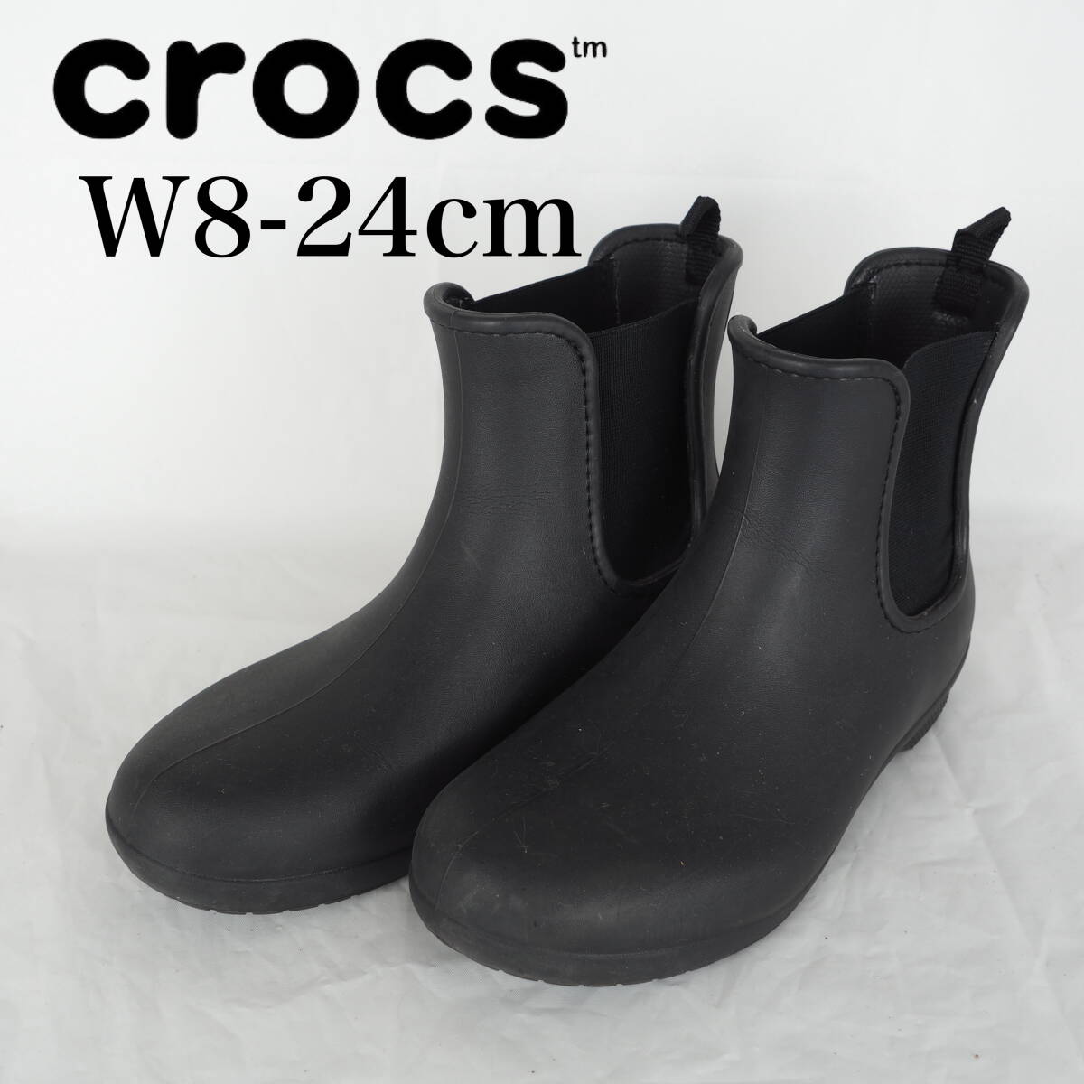 EB5255*crocs* Crocs * lady's rain boots *W8-24cm* black 