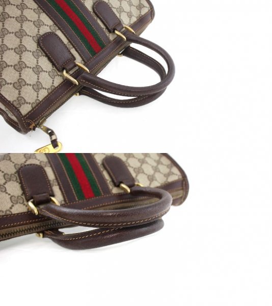 ◆ 1円～ GUCCI / グッチ 2WAY ハンドバッグ オールドグッチ ベージュ ブラウン GG柄 シェリーライン 145414_画像4