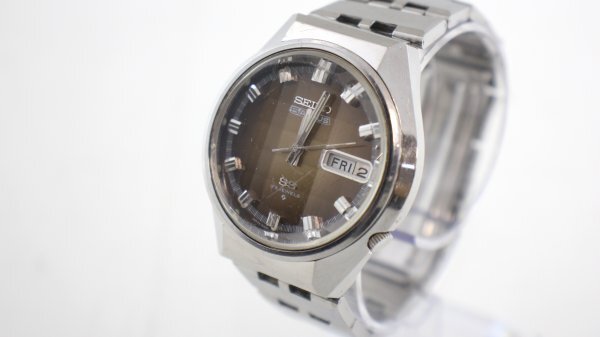 ◆ 1円 ～ SEIKO / セイコー 5ACTUS メンズ腕時計 6106-7690 自動巻き カットガラス　グラデーション文字盤 ブラウン 146786_画像2