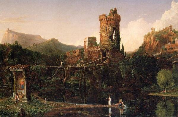 模写油絵　Thomas Cole_古代イタリアの風景　MA1000　ユーラシアアート_画像1