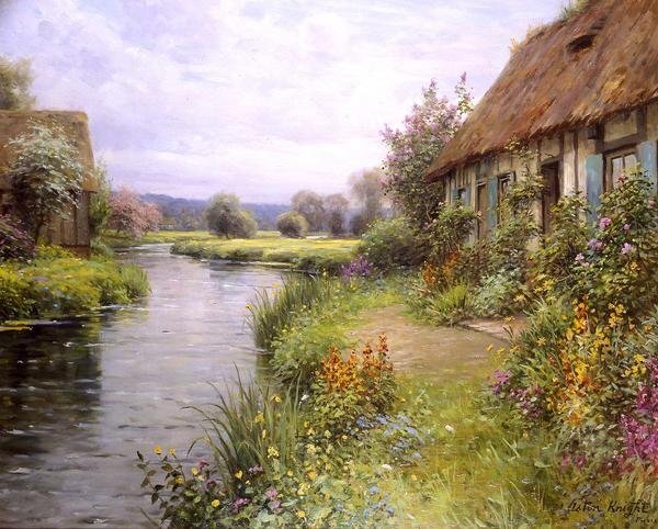 模写油絵 Louis Aston Knight_うねった川 MA725 模写油絵 Louis Aston Knight_うねった川 MA725