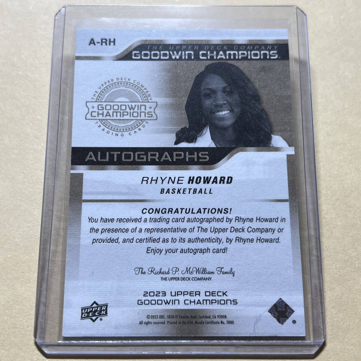 Rhyne Howard RC Auto 2023 Upper Deck Goodwin Champions Autograph 直筆サイン Basketballの画像2
