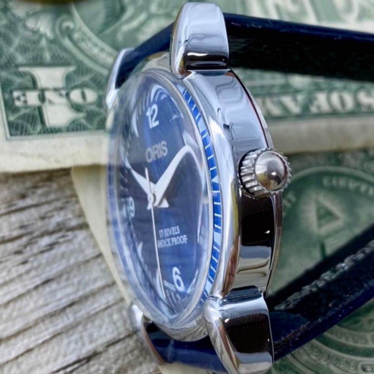 【レトロ可愛い】オリス メンズ腕時計 ブルー シルバー 手巻き ヴィンテージ