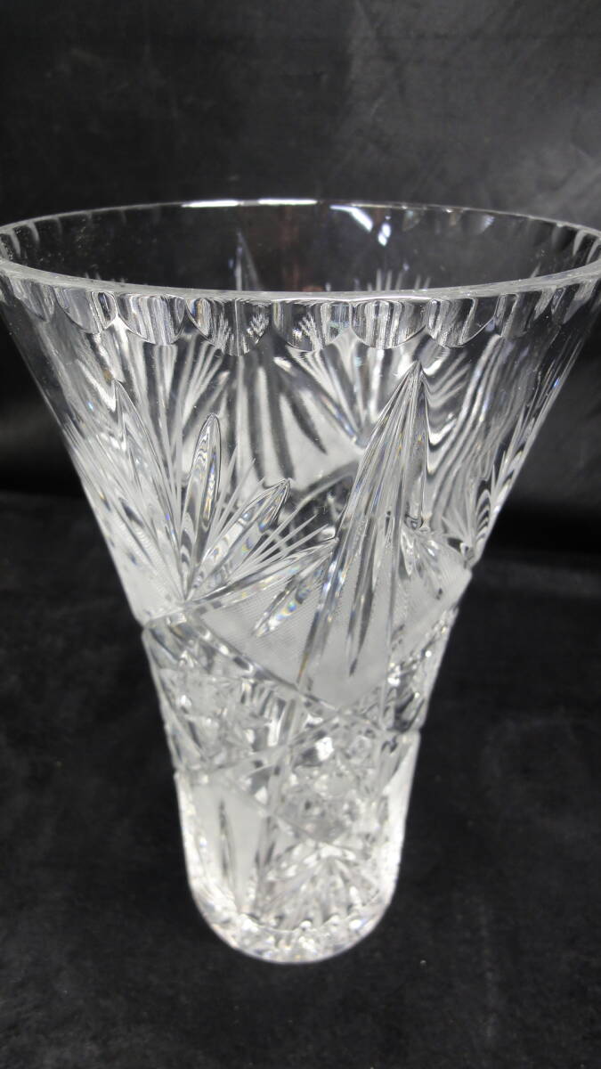 〇ひ337【3点セット】ガラス花器 花瓶 クリスタルガラス BOHEMIA CZECH REPUBLIC SLOVAKIA 24％CRYSTAL Cristal D'Arquesフランス製 _画像9