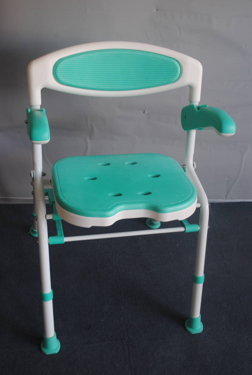 hi290.SHIMA folding shower chair bath chair comfort hot water DX assistance nursing green 